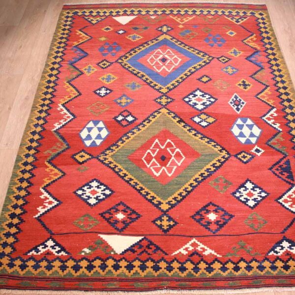 Persischer Kelim reine Wolle 252x185 cm Rot